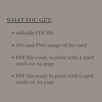 Fillable Spell Cards - printable tabletop RPG resource preview