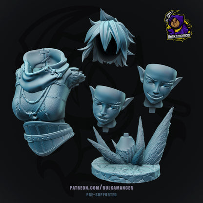 Wenduag Bust - Wrath of the Righteous - 3D printed miniature detail view