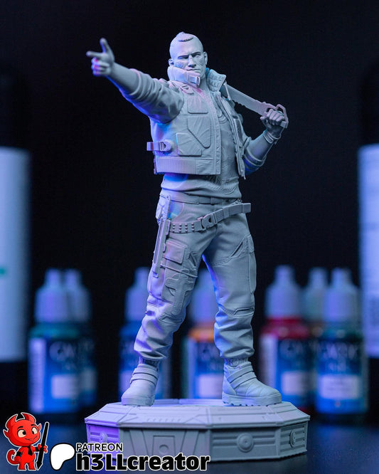 Jackie Welles Figure - Cyberpunk 2077 - resin tabletop miniature front view