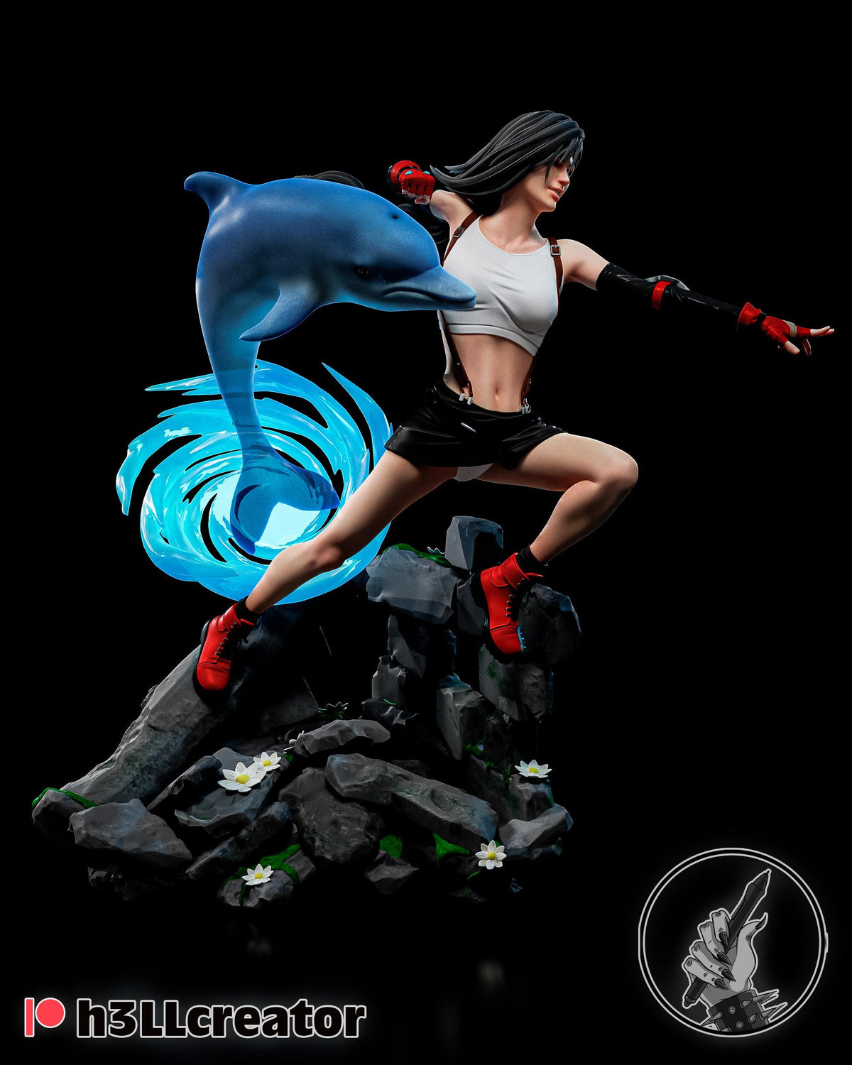 Tifa Lockhart Figure - Final Fantasy VII - resin tabletop miniature alternate angle