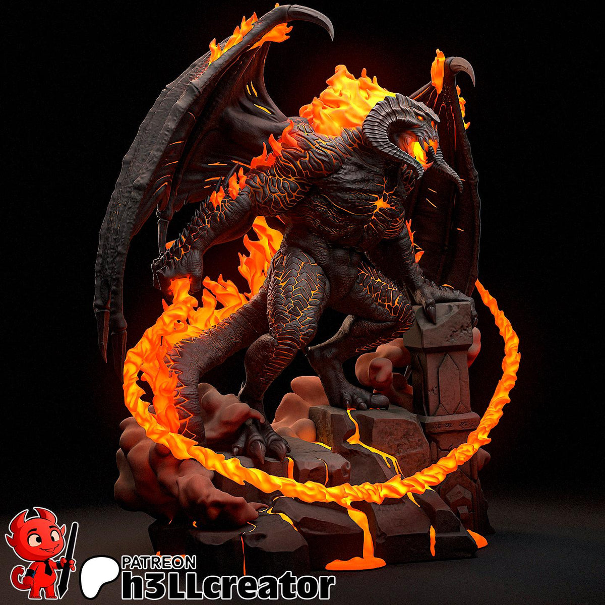 Balrog Figure - The Lord of the Rings - 3D printed miniature detail view