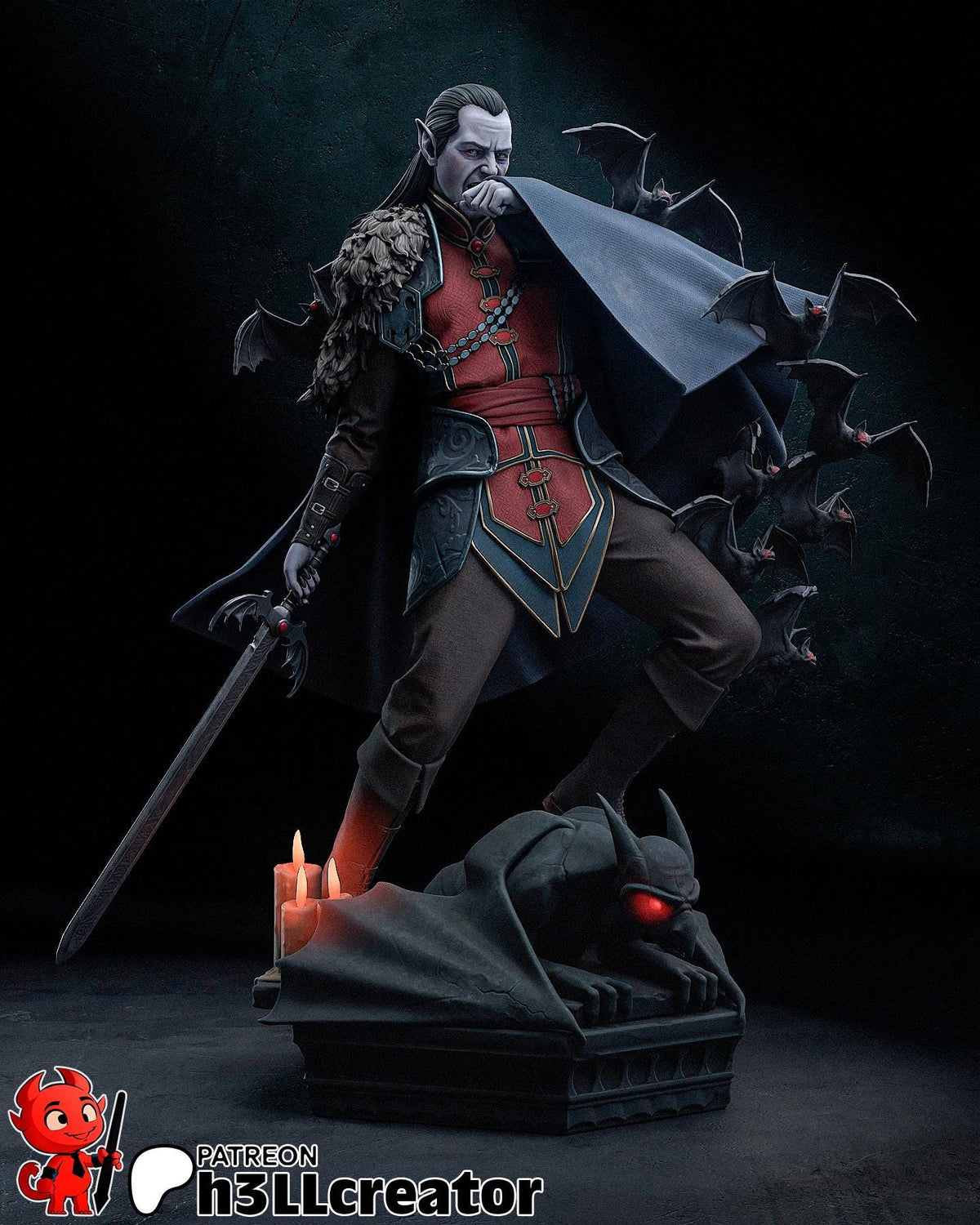 Strahd von Zarovich Curse of Strahd Figure - 3D printed miniature detail view