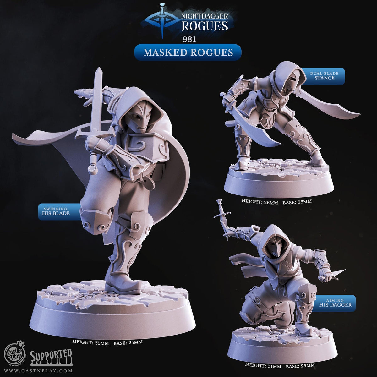 Changeling Rogue Miniature - resin tabletop miniature alternate angle