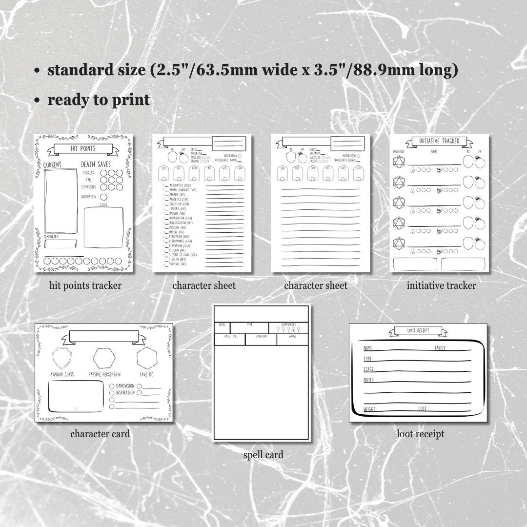 Quick Reference Cards Collection - printable tabletop RPG resource preview