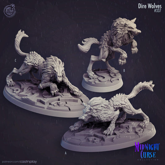 Dire Wolf Miniature - resin tabletop miniature front view