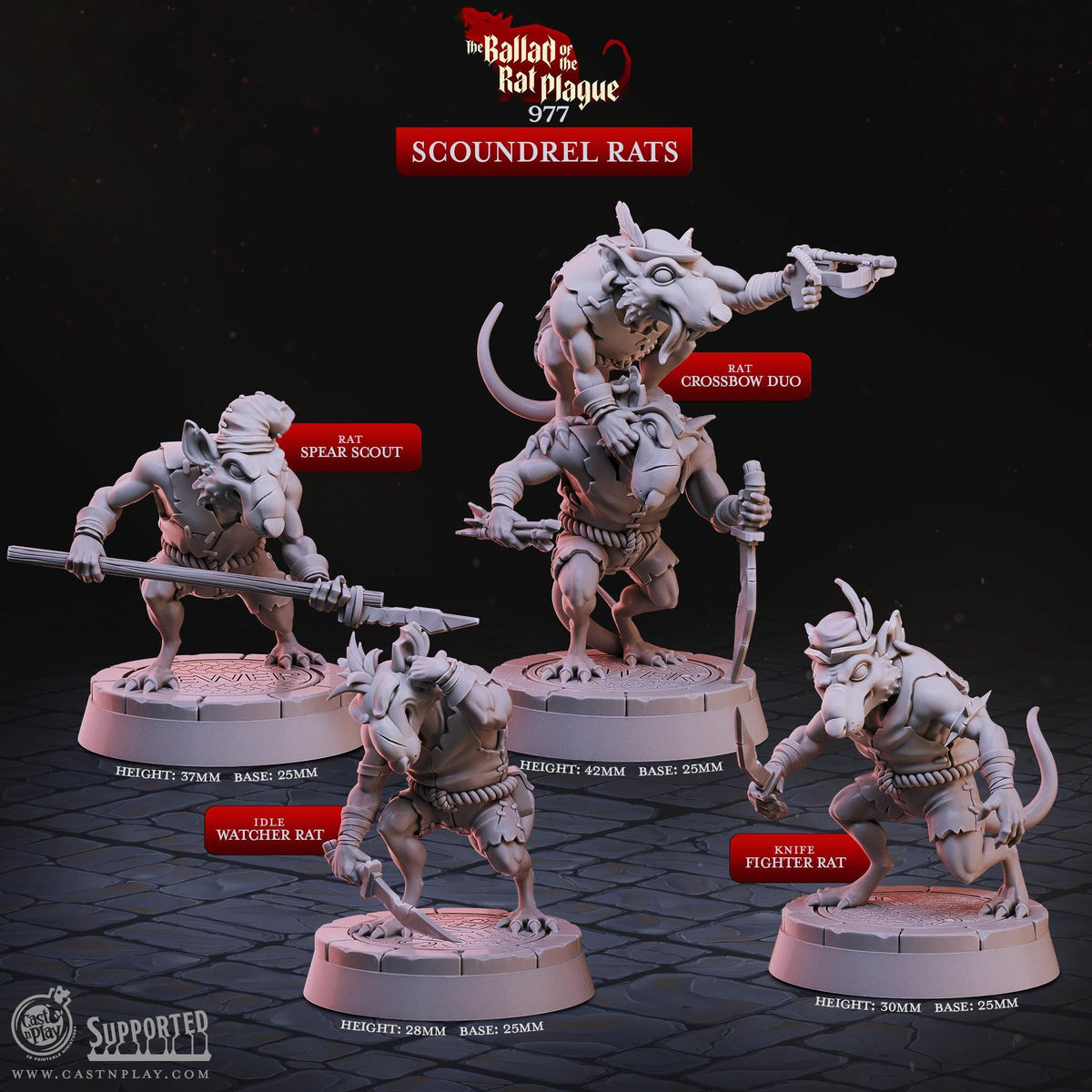 Ratfolk Ranger Miniature - resin tabletop miniature alternate angle