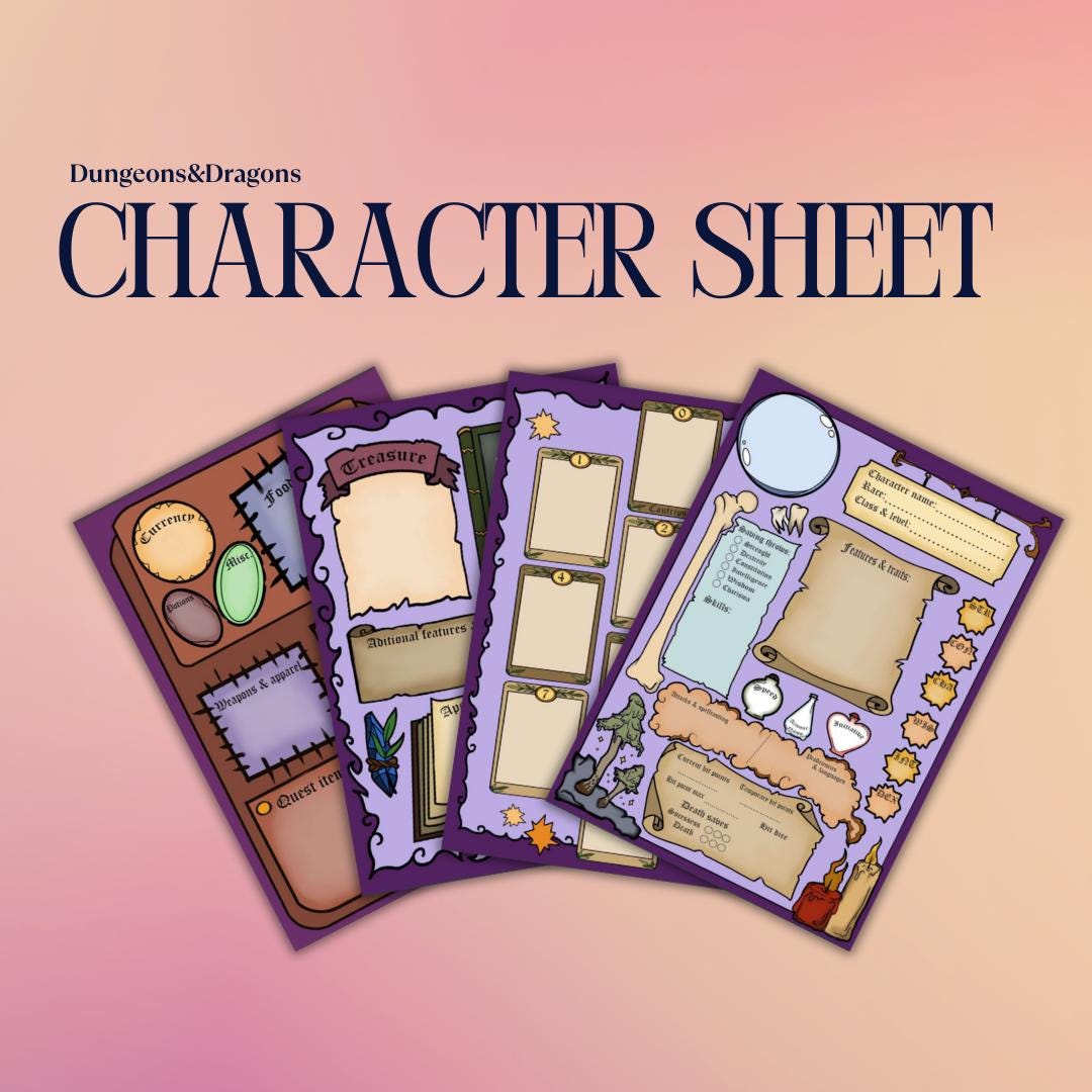 Character Sheet - digital download preview