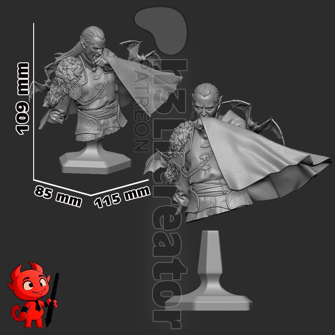 Strahd von Zarovich Curse of Strahd Bust - paintable tabletop miniature product view