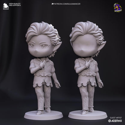 Astarion Chibi Figure - Baldur's Gate 3 - paintable tabletop miniature product view
