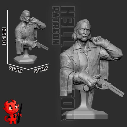 Harry Disco Elysium Bust - 3D printed miniature detail view