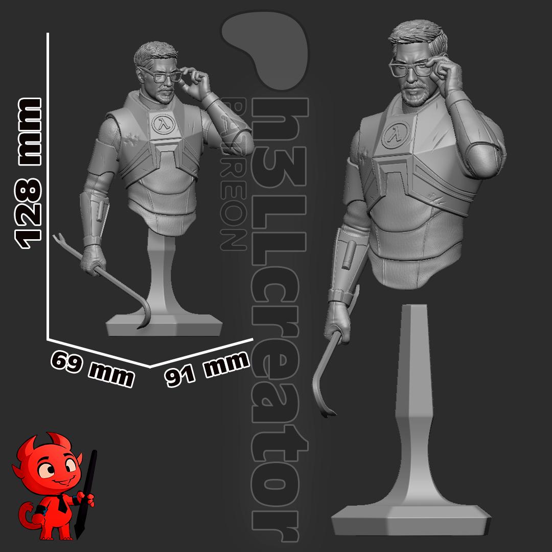 Gordon Freeman Half Life Bust - paintable tabletop miniature product view