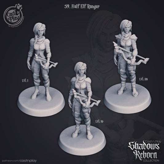 Half Elf Ranger Miniature - resin tabletop miniature front view