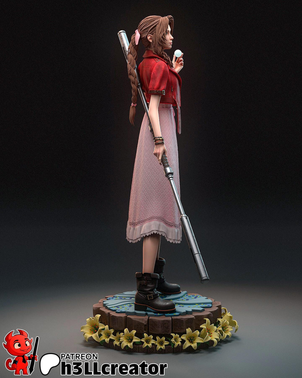 Aerith Figure - Final Fantasy VII - 3D printed miniature detail view