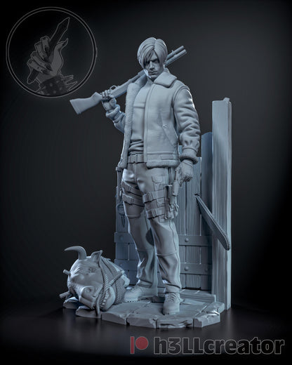 Leon Kennedy Residual Evil 4 Remake Figure - resin tabletop miniature alternate angle