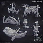 Arctic Wild Camp Scatter Terrain - resin tabletop miniature front view