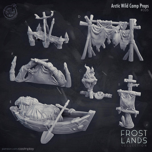 Arctic Wild Camp Scatter Terrain - resin tabletop miniature front view