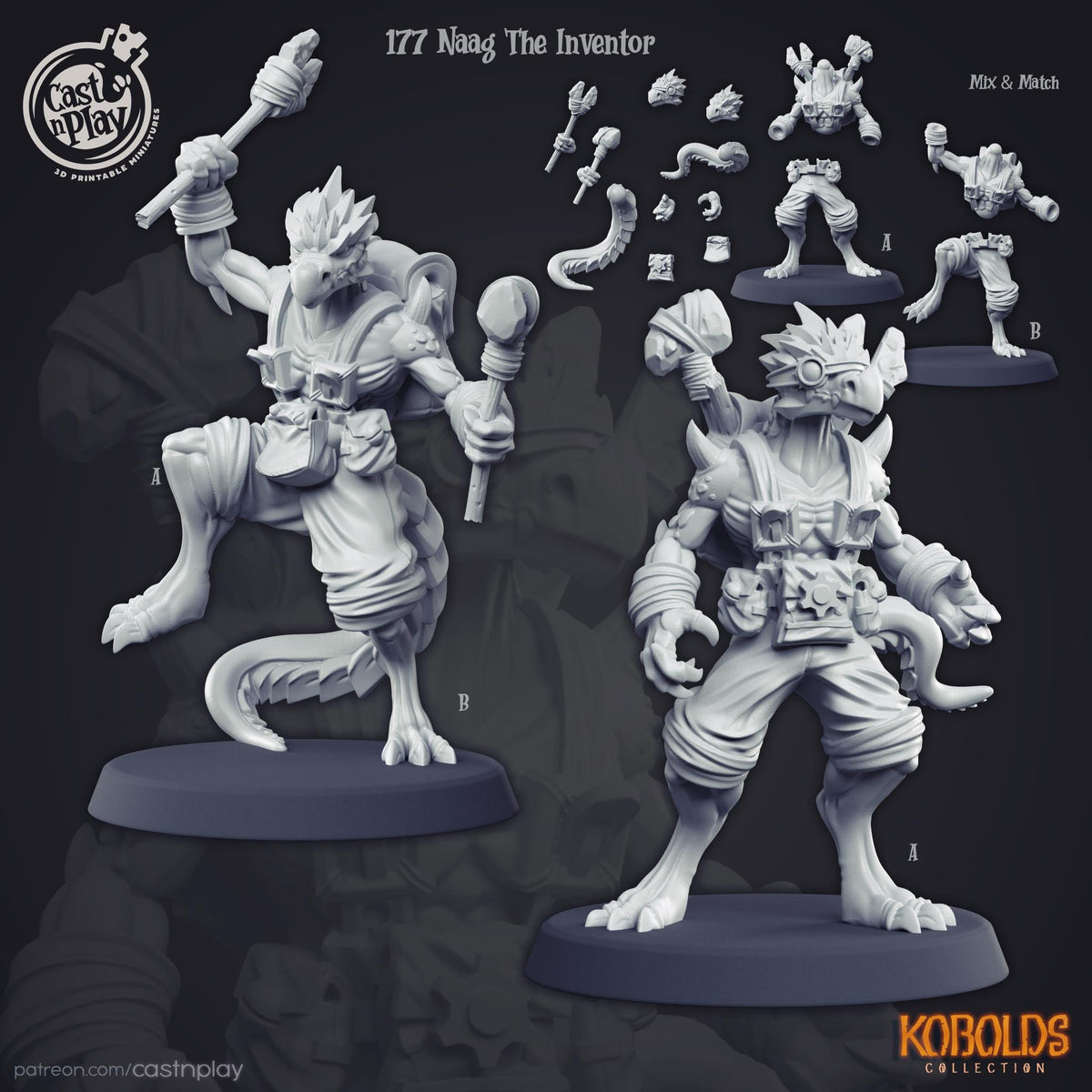 Kobold Artificer Miniature - resin tabletop miniature front view