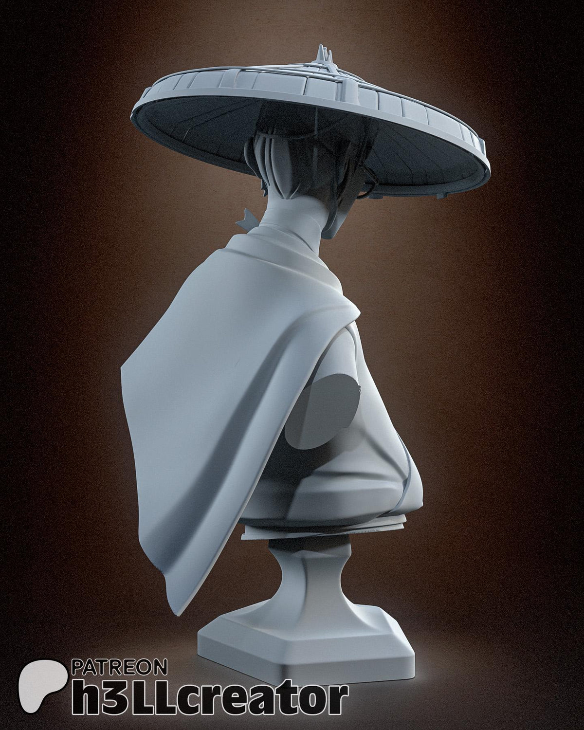 Mizu Blue Eye Samurai Bust - 3D printed miniature detail view