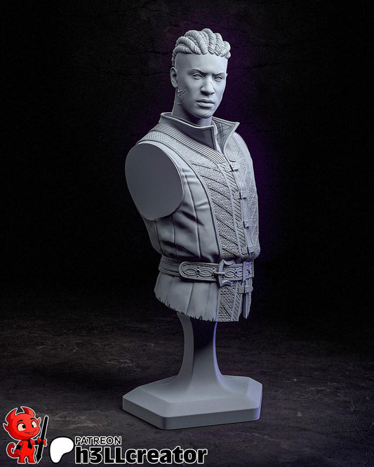 Wyll Bust - Baldur's Gate 3 - resin tabletop miniature front view