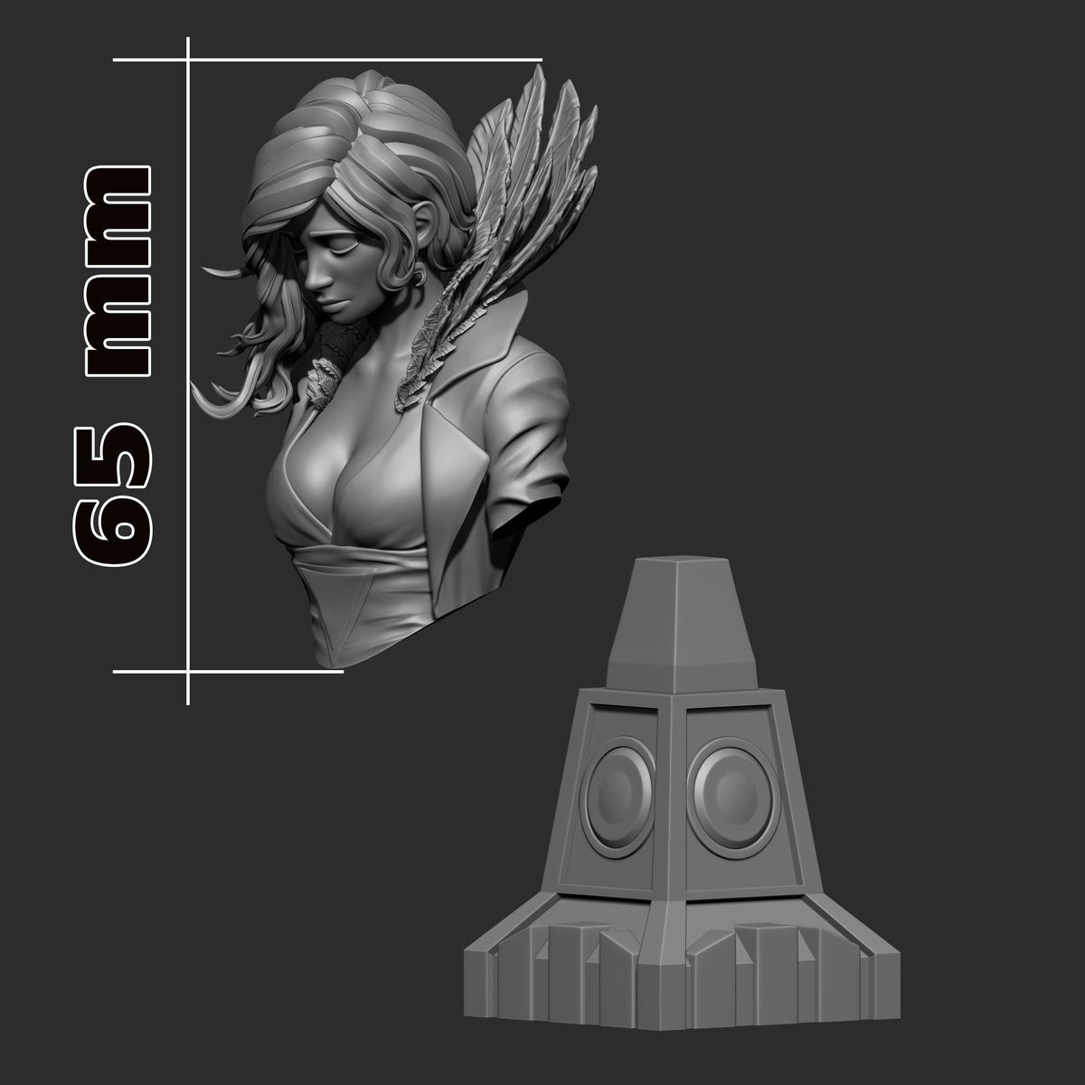 RED Transistor Bust - resin tabletop miniature alternate angle