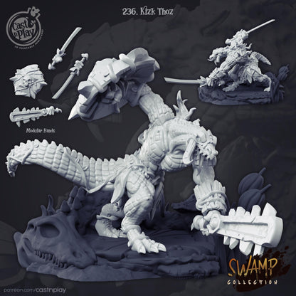 Crocodile Folk Miniature - resin tabletop miniature alternate angle