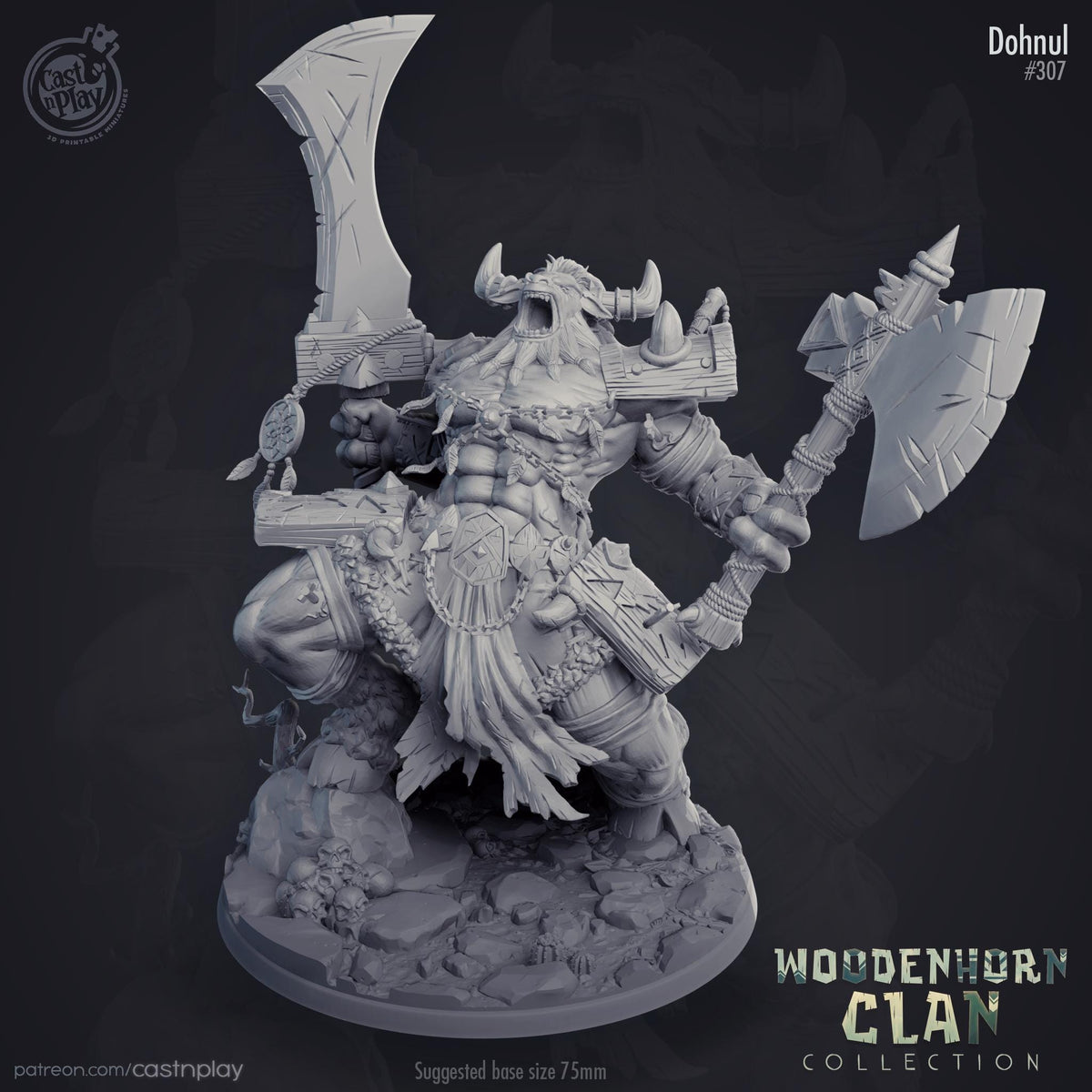 Minotaur Fighter Miniature - resin tabletop miniature front view
