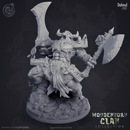 Minotaur Fighter Miniature - resin tabletop miniature front view