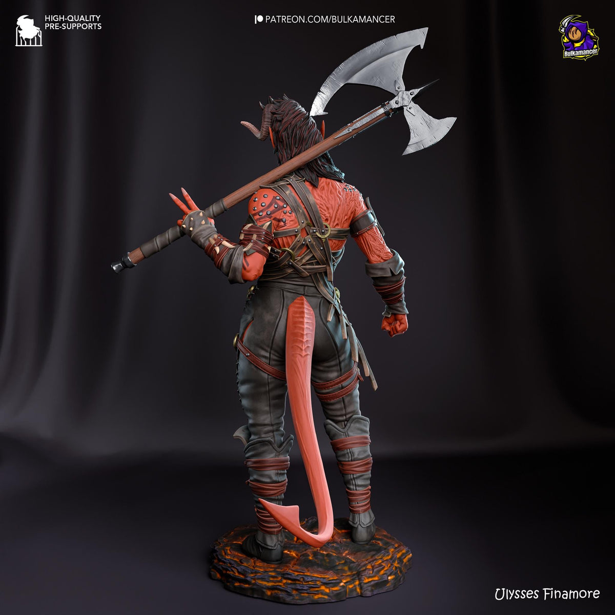 Karlach Figure - Baldur’s Gate 3 - resin tabletop miniature alternate angle