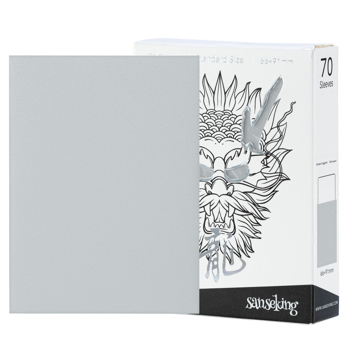 Sanseking White Dragon Tournament Sleeves - Standard Size (70) - Starlight Silver - official Sanseking product image