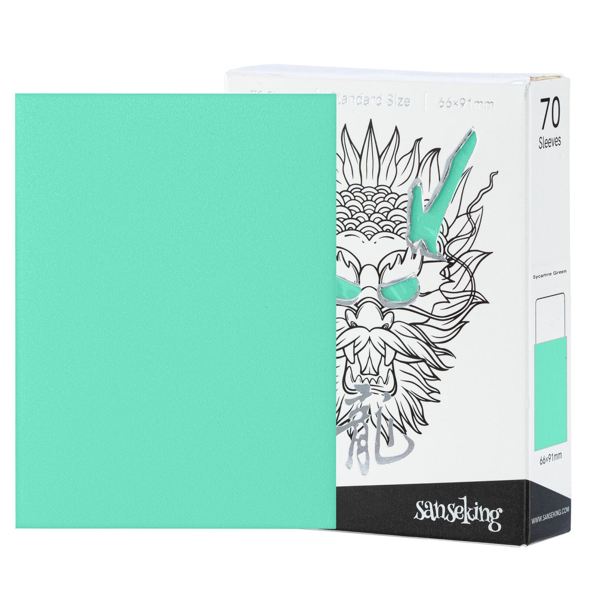 Sanseking White Dragon Tournament Sleeves - Standard Size (70) - Sycamore Green - official Sanseking product image