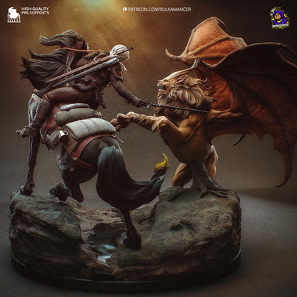 Ciri Manticore The Witcher Diorama Figure - 3D printed miniature detail view