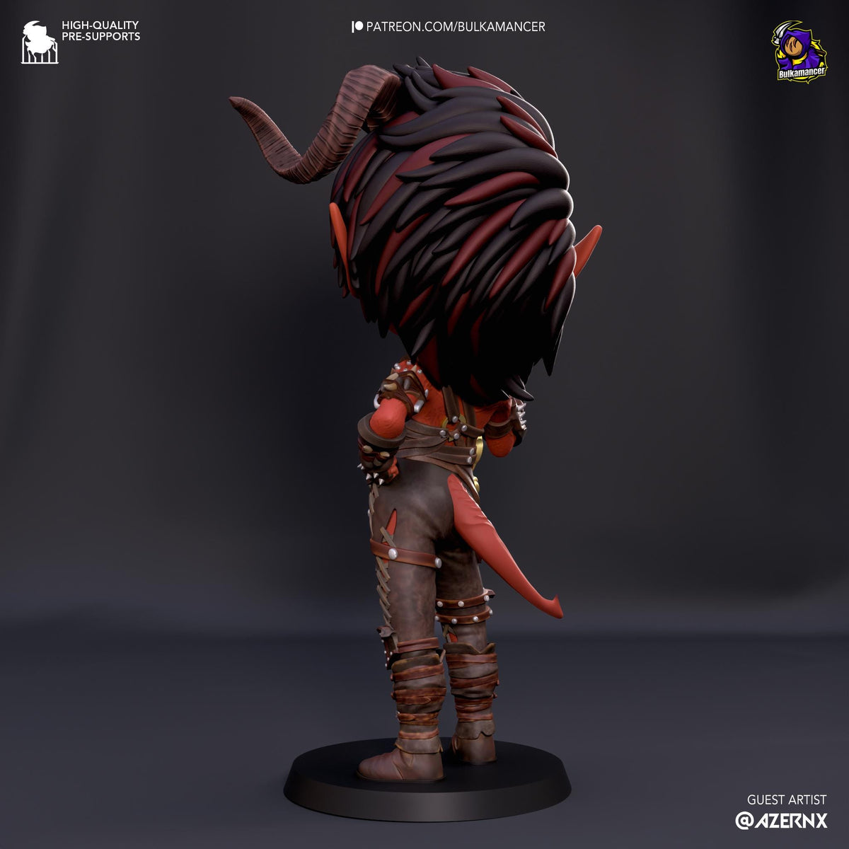 Karlach Chibi Figure - Baldur’s Gate 3 - resin tabletop miniature alternate angle