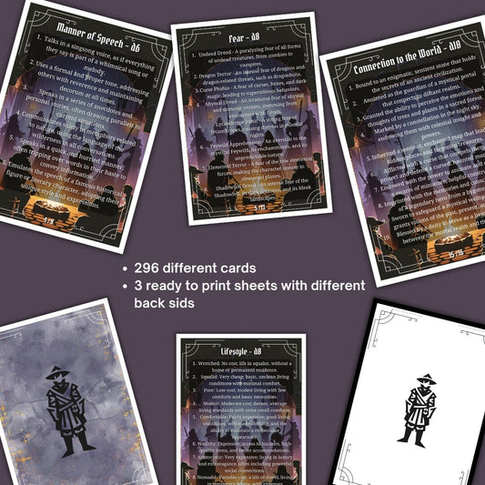 NPC Generator Cards - printable tabletop RPG resource preview
