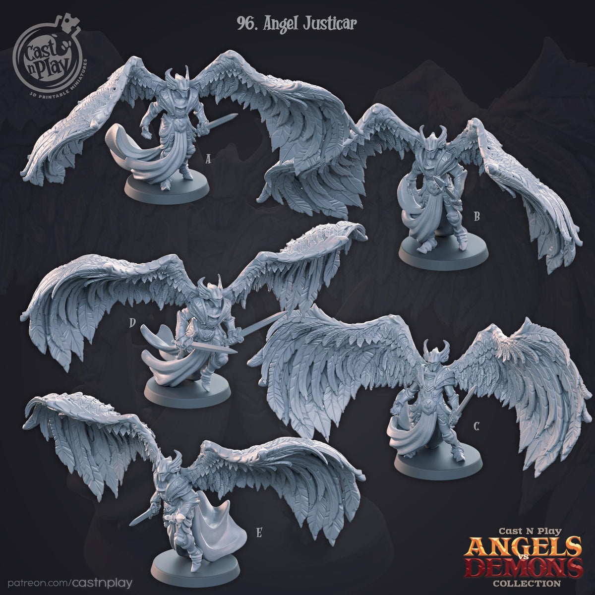 Aasimar Paladin Miniature - resin tabletop miniature front view