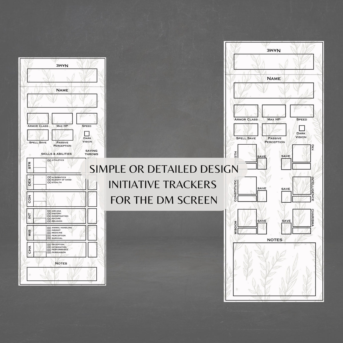 Fillable Initiative Tracker Cards - printable tabletop RPG resource preview