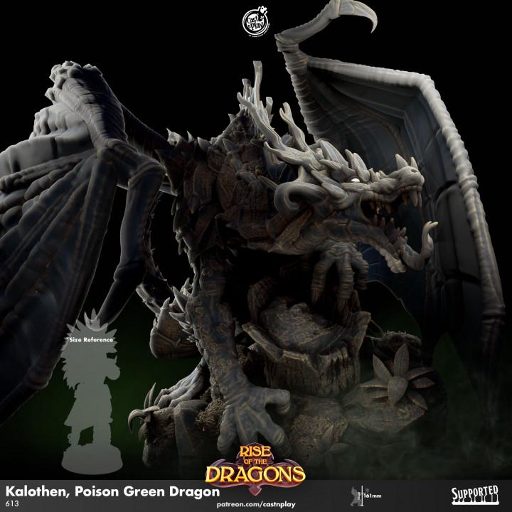 Green Poison Dragon Large Miniature - resin tabletop miniature alternate angle