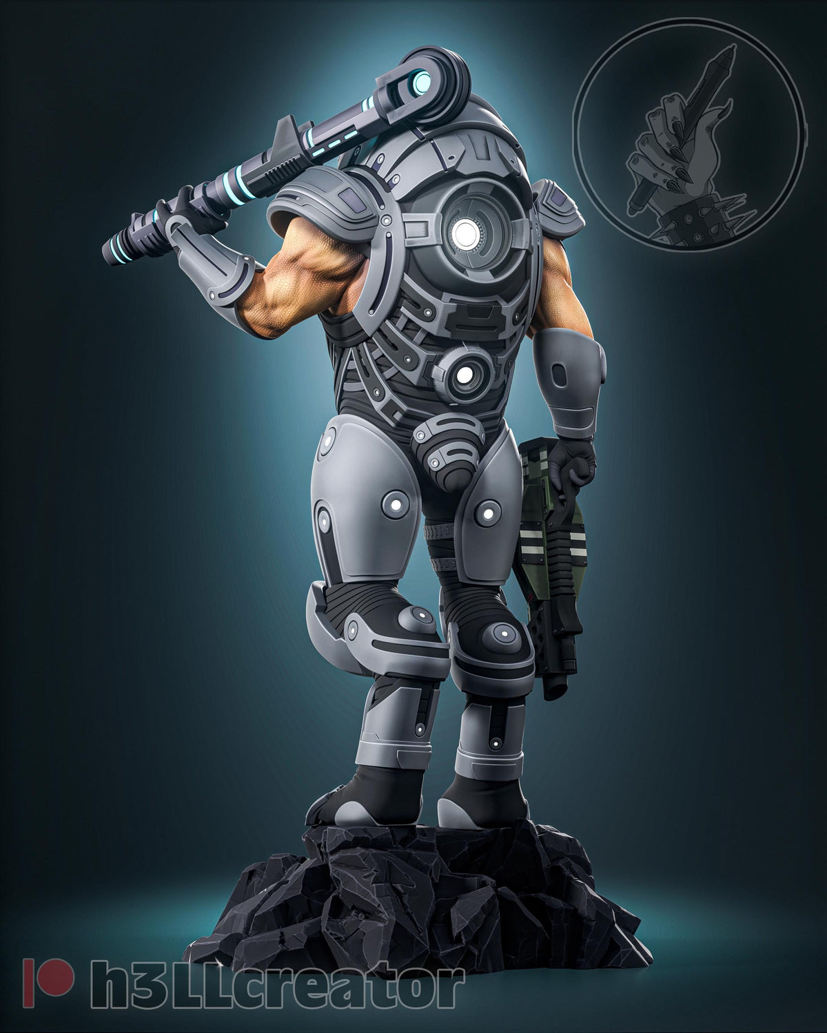 Grunt Figure - Mass Effect - 3D printed miniature detail view