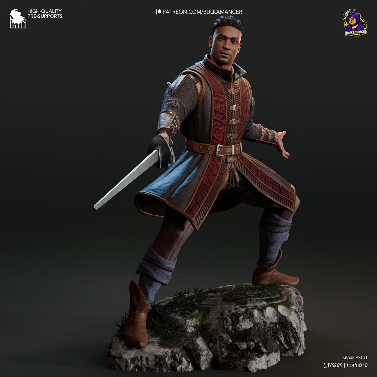 Wyll Figure - Baldur's Gate 3 - resin tabletop miniature alternate angle