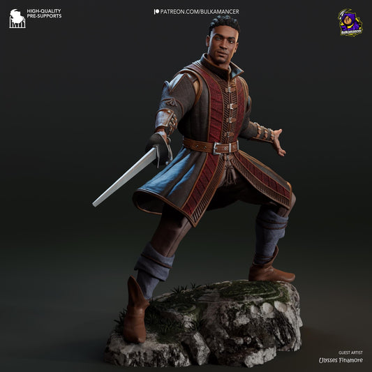 Wyll Figure - Baldur's Gate 3 - resin tabletop miniature alternate angle