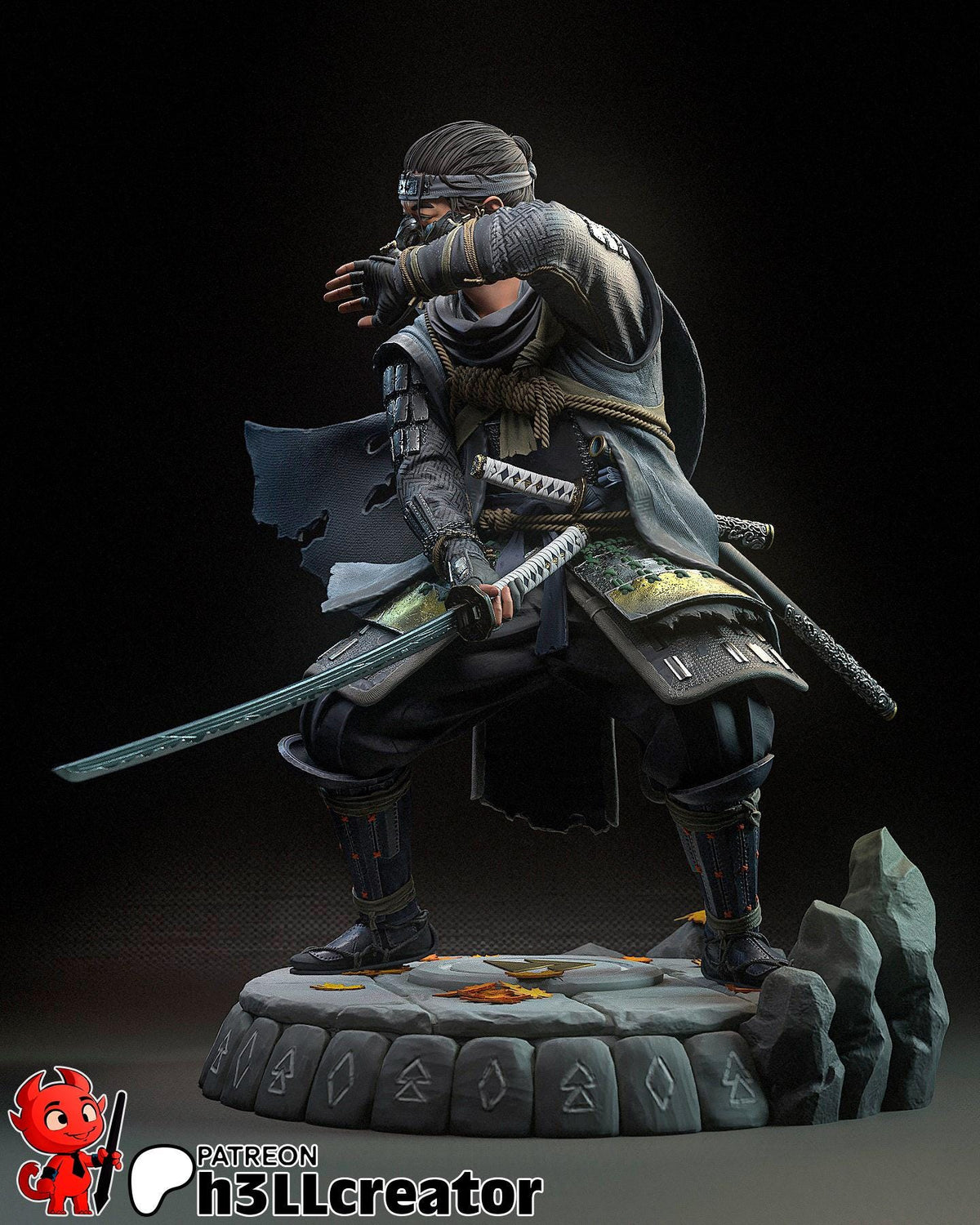 Jin Sakai Ghost of Tsushima Figure - resin tabletop miniature alternate angle