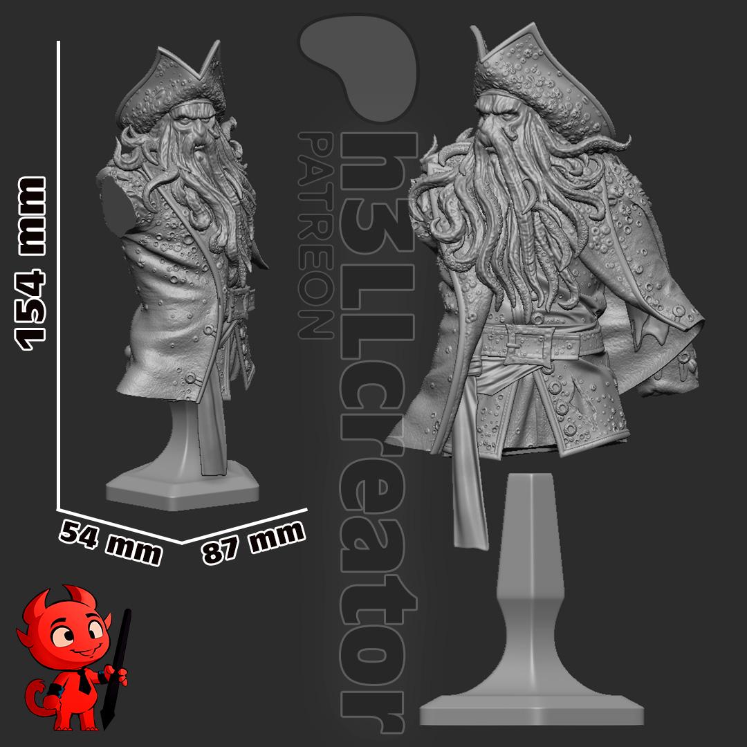 Davy Jones Bust - Pirates of the Caribbean - paintable tabletop miniature product view