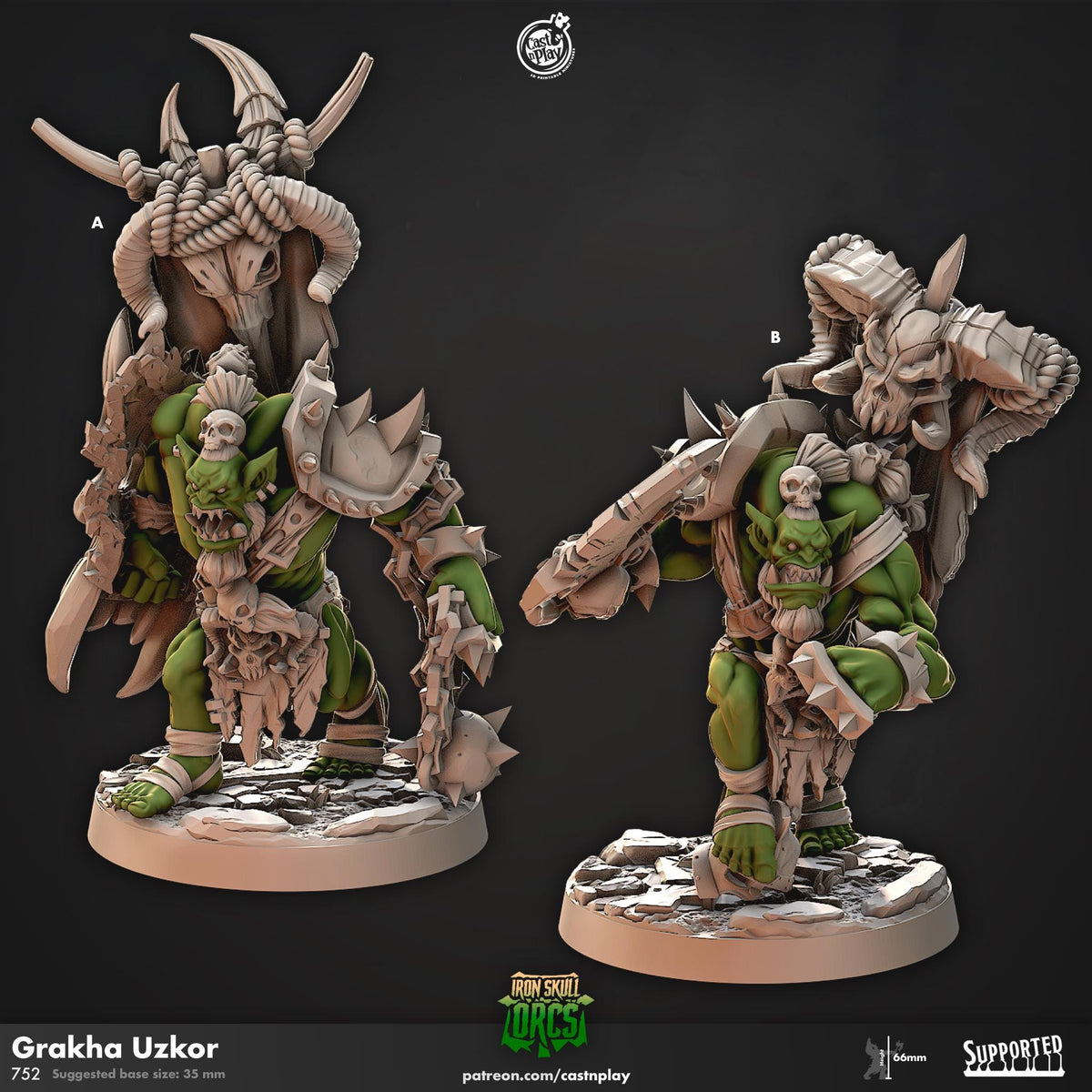 Orc Barbarian Miniature - resin tabletop miniature front view