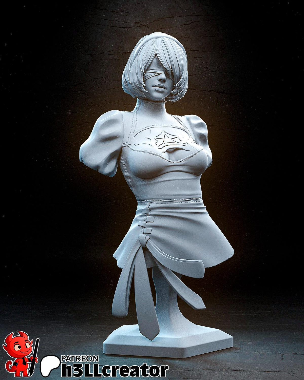 2B YoRHa No. 2 Type B Bust - resin tabletop miniature front view