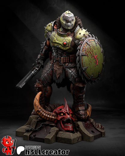 Doomguy Figure - resin tabletop miniature front view