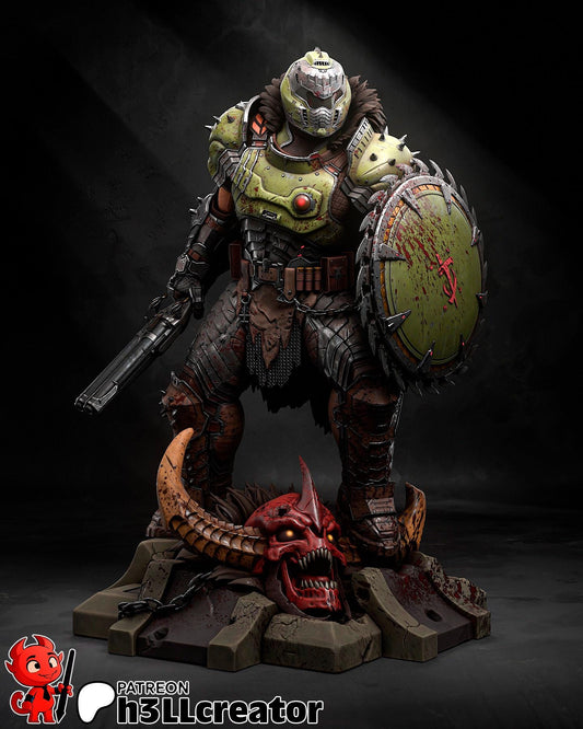 Doomguy Figure - resin tabletop miniature front view