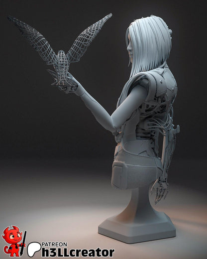 Songbird Bust - resin tabletop miniature alternate angle