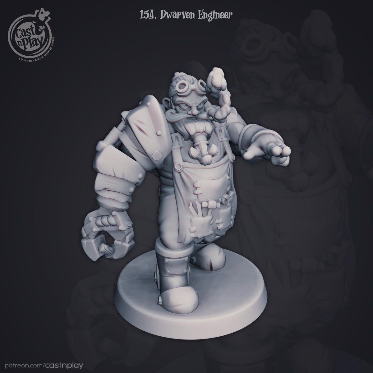 Dwarf Artificer Miniature - resin tabletop miniature front view