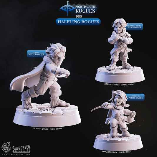Halfling Rogue Miniature - resin tabletop miniature alternate angle