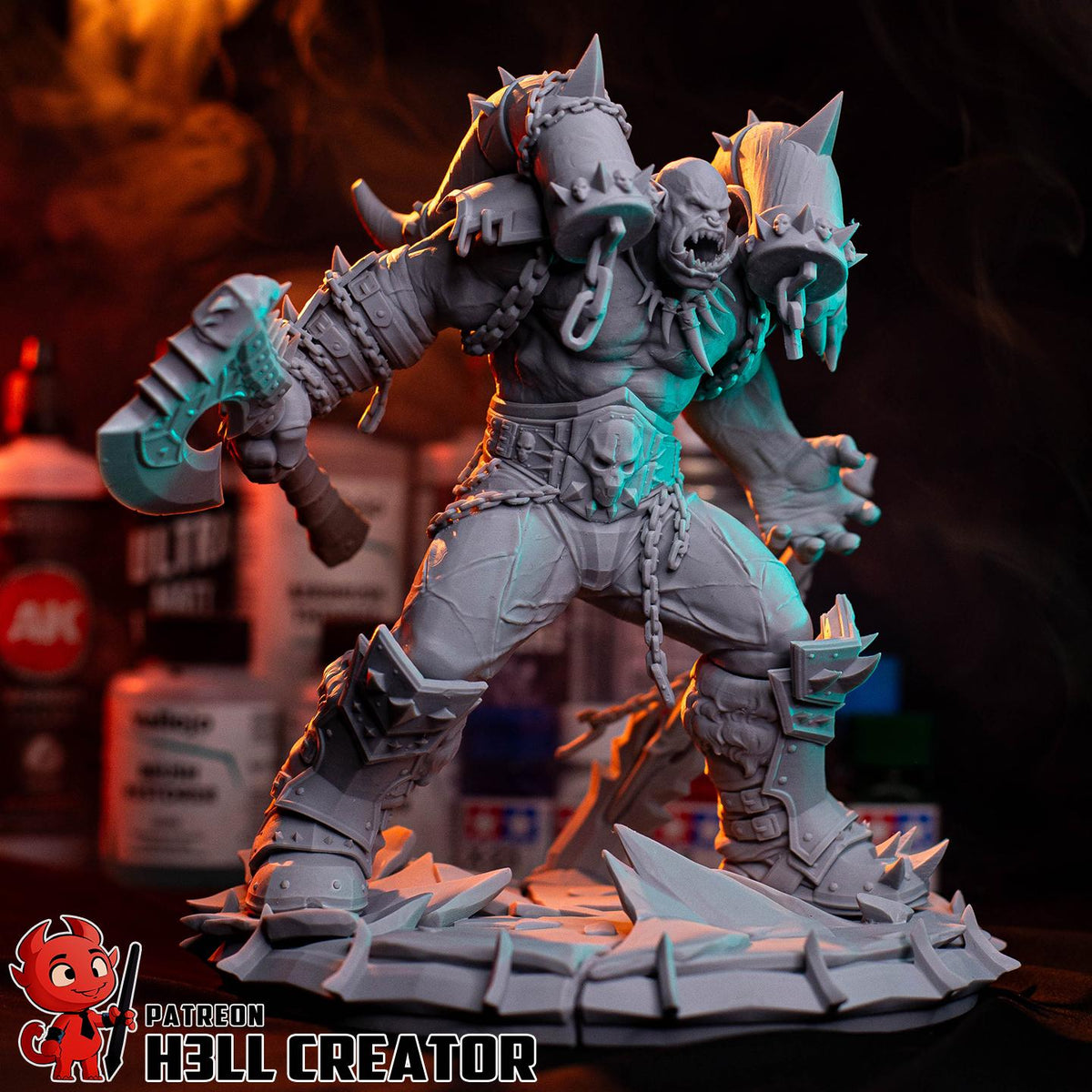 Garrosh Hellscream Figure - World of Warcraft - 3D printed miniature detail view