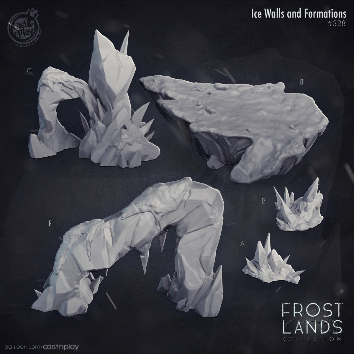 Arctic Walls Formations Scatter Terrain - resin tabletop miniature front view